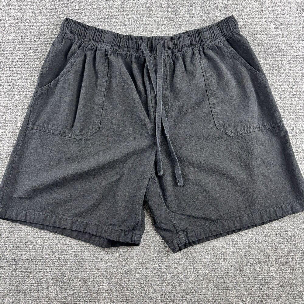 Basic Editions Shorts Mens L Black Cotton Drawstring Pocket